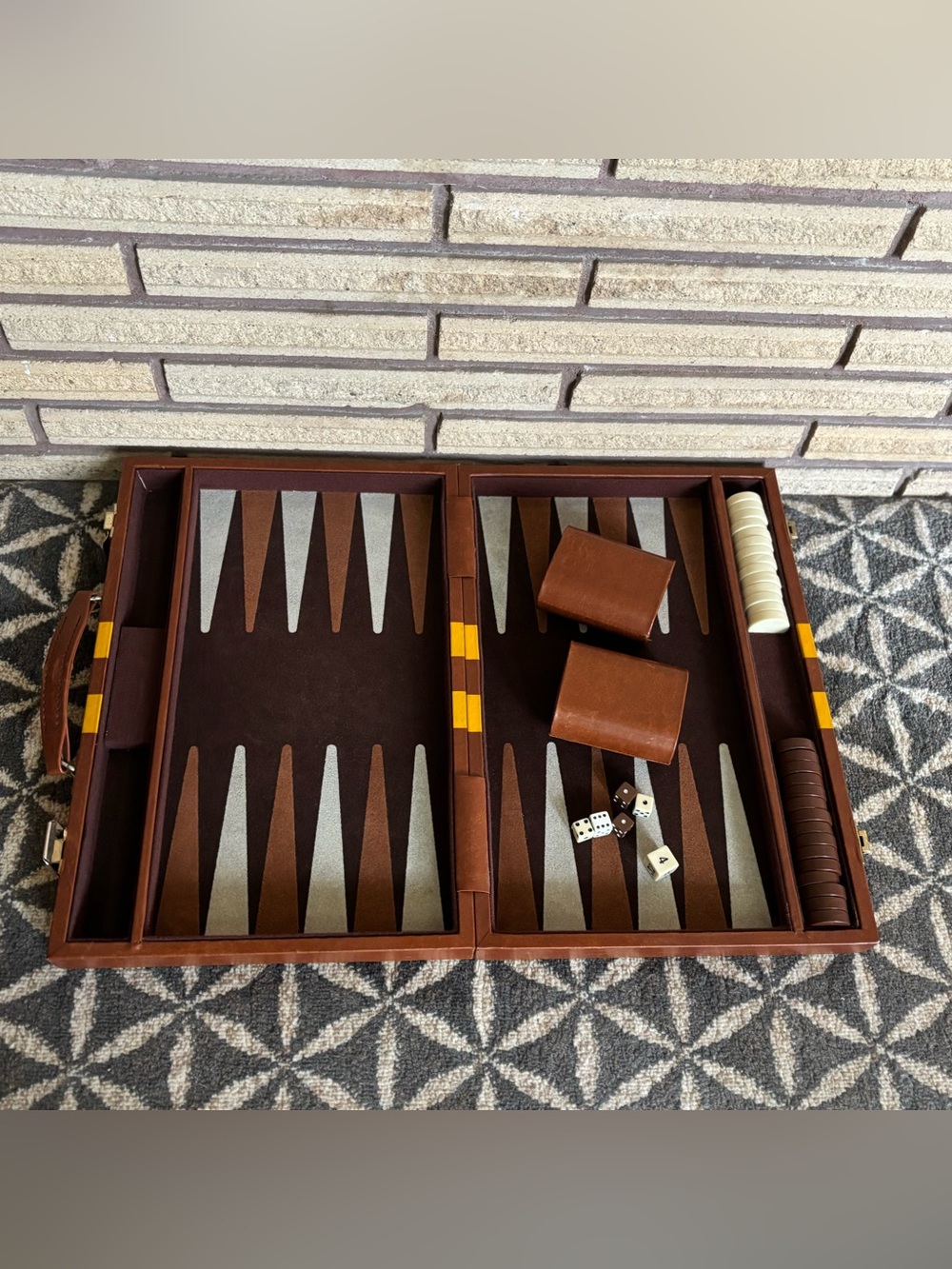 70's Backgammon Game - Backgammon Boardgame - 2 player game - Travel Case